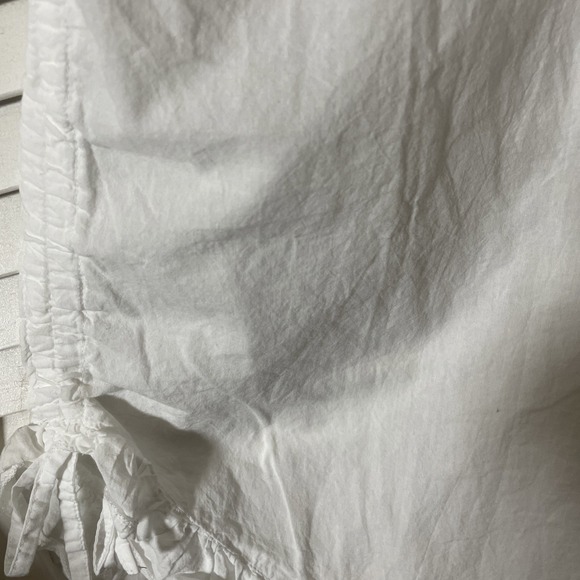 Zury White Ruffled Ruched Waist Wide Leg Bloomer Style Cropped Cotton Pants Med - Picture 5 of 10